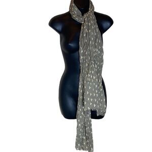 Gap brown skinny long scarf w yellow and white hummingbirds